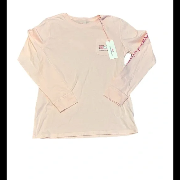 Vineyard Vines Kids Light Pink Long Sleeve Tee - Picture 1 of 6